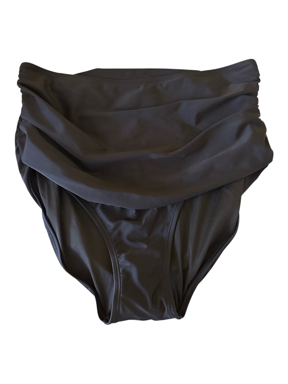 High-Waist Black Ruched Bikini Swim Bottom Women’s Plus Size 2X